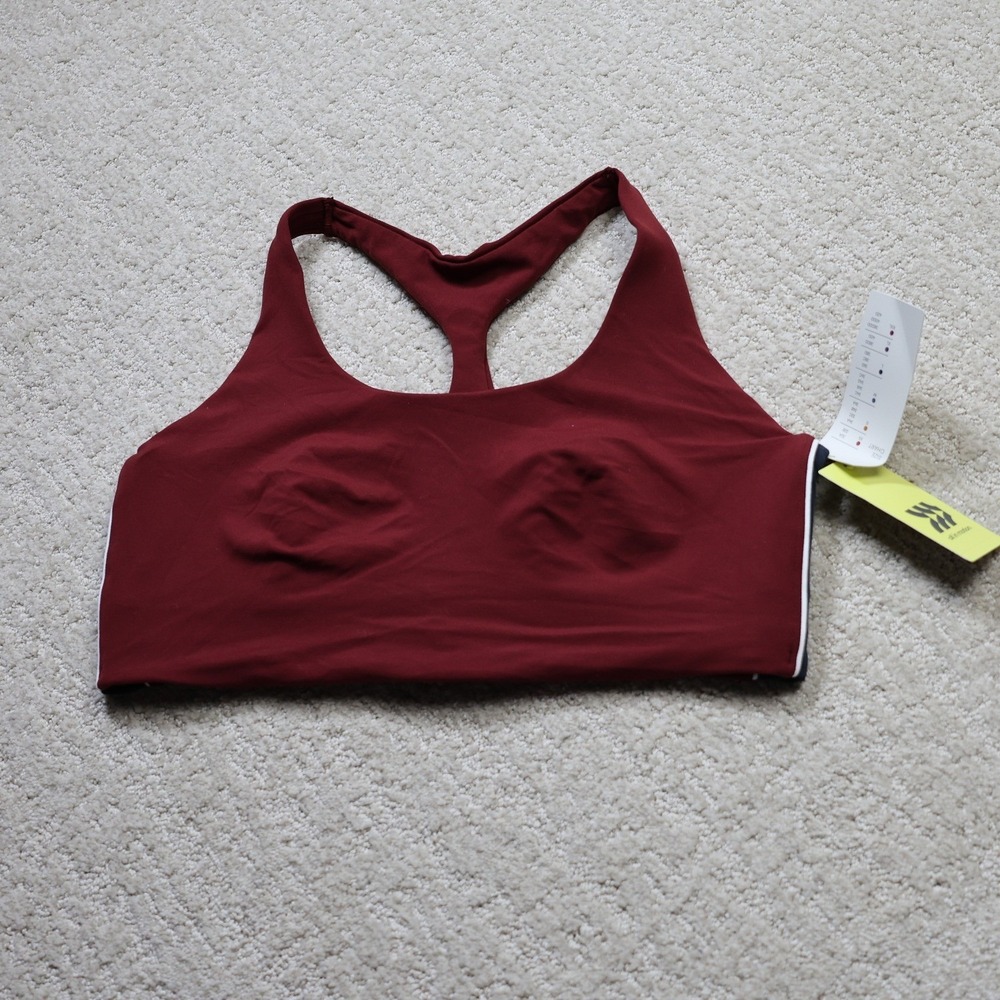 All in Motion Everyday Soft Sports Bra Maroon Burgundy Racerback L